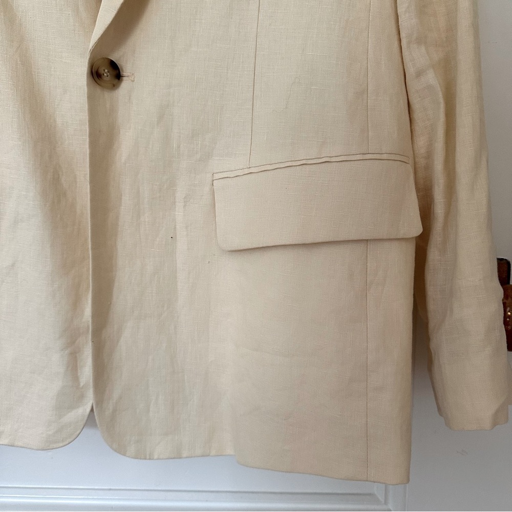A.L.C. Arlo Single Breasted Linen Jacket Cream Long Sleeve Pockets Size 8 NWT - Picture 4 of 5